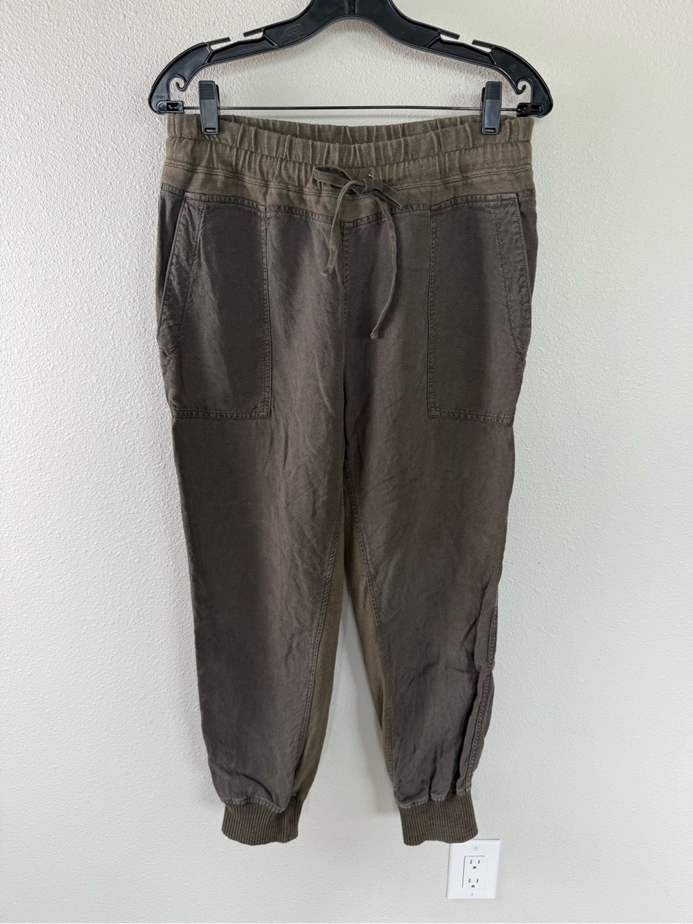 James Perse Relaxed Canvas Linen Blend Pants Joggers Army Green Brown - Picture 2 of 10